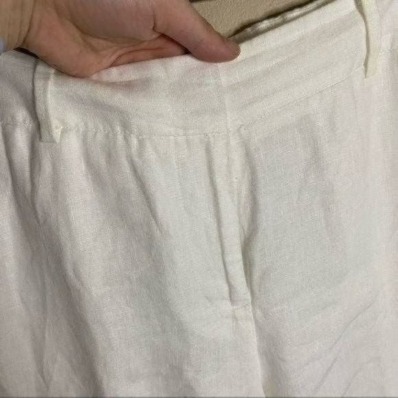 Talbots Womens White 100% Linen Wide Leg Pant Size 4 - Picture 3 of 5